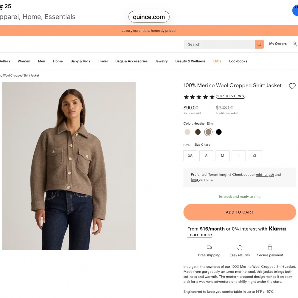 Quince Cropped Shirt Jacket